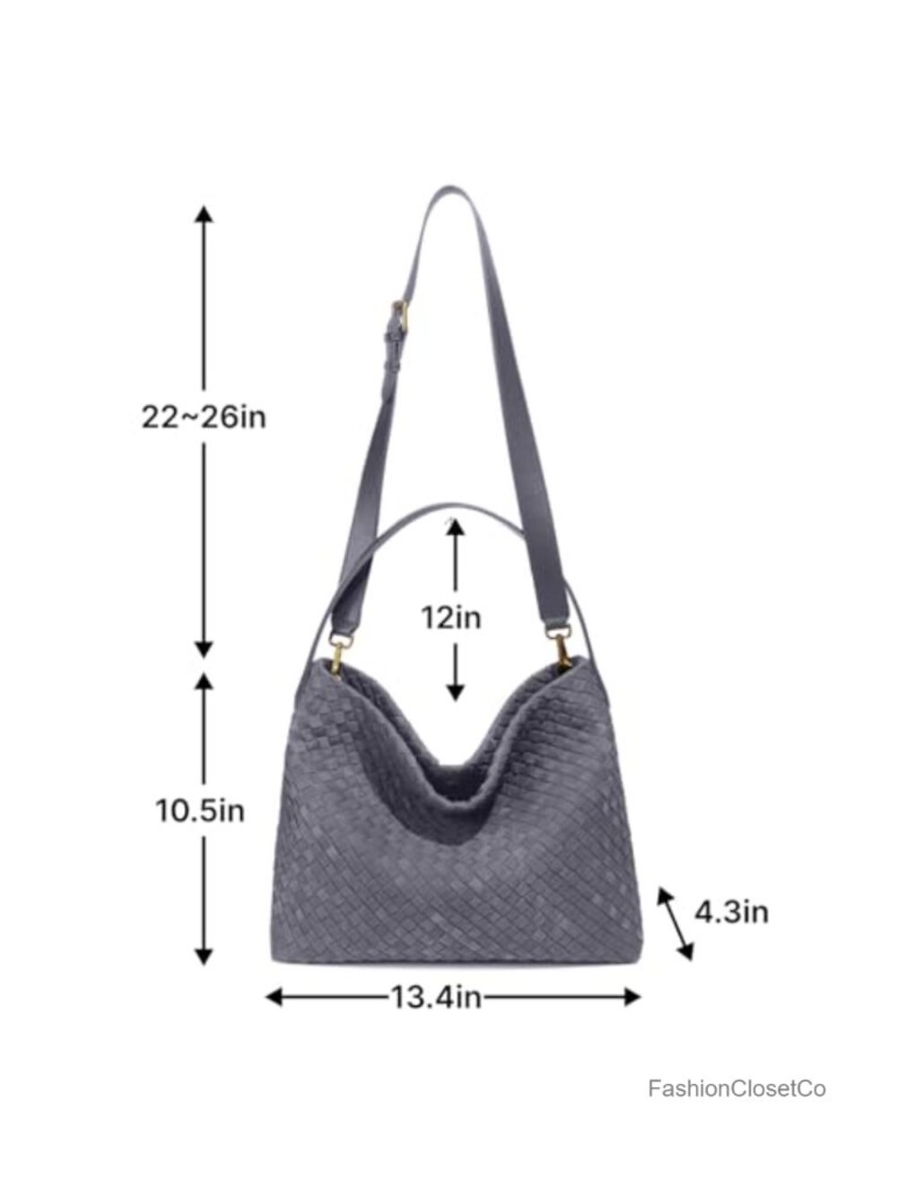 Faux Suede Woven Tote Bag Women Hobo Shoulder Purse Roomy Vegan Handbag - Picture 4 of 6